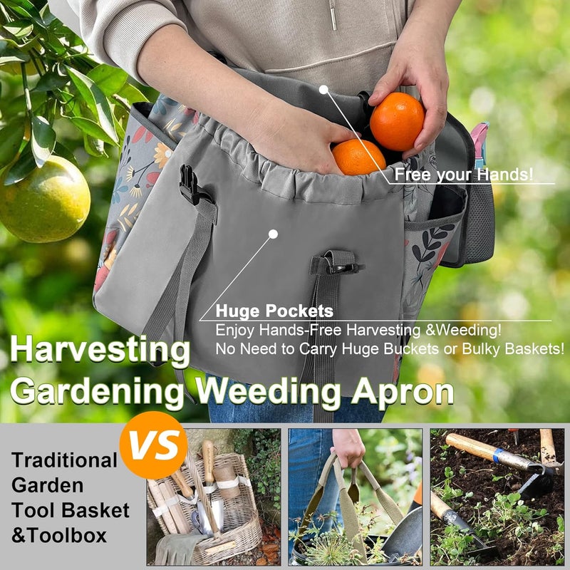 MDSTOP Gardening Apron Tool Belt Set, Garden Apron with Pockets for Women & Men, Garden Tool Organizer Belt, Harvest Apron for Gardeners Pick Fruit Weeding - Image 4